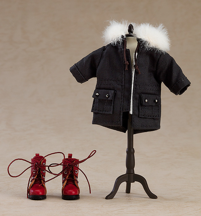 Nendoroid image for Doll Warm Clothing Set: Boots & Mod Coat (Black/Khaki Green)