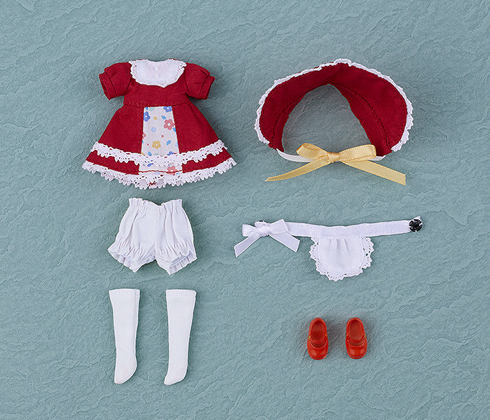 Doll Outfit Set: Old-Fashioned Dress (Red/Black)